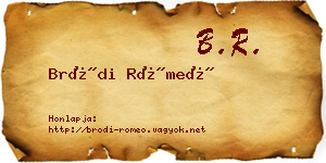 Bródi Rómeó névjegykártya